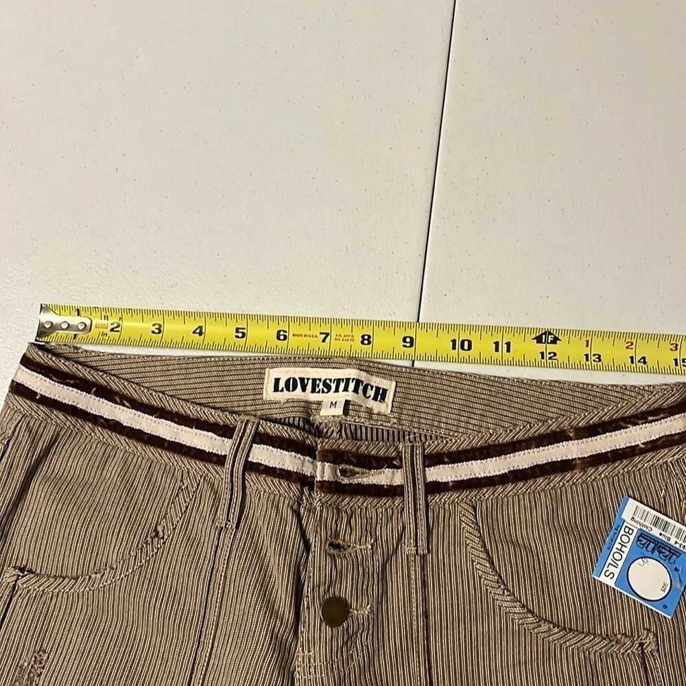 Lovestitch tan twill distressed pants. Size medium - Picture 3 of 5